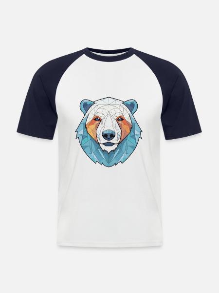 Eisbär Bunte Aquarell-Tierillustration - Männer Baseball-T-Shirt - Weiß/Navy