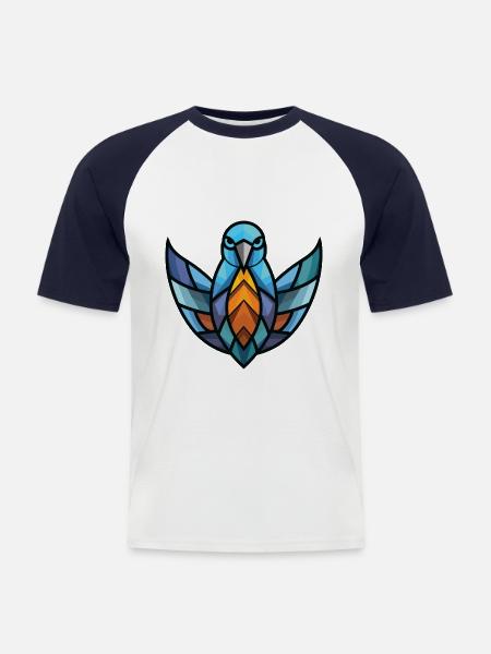 Dove farverig akvarel dyr kæledyr illustration - Kortærmet herre-baseballshirt - hvid/marineblå