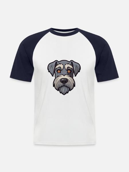 Standard Schnauzer Hundras Tecknad film Kawaii Illust - Kortärmad basebolltröja herr - vit/marinblå