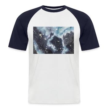 Galaxy Nebula Galaxie Nebel Nerd Astronomie space - Männer Baseball-T-Shirt - Weiß/Navy - Vorne - Nik (191cm)