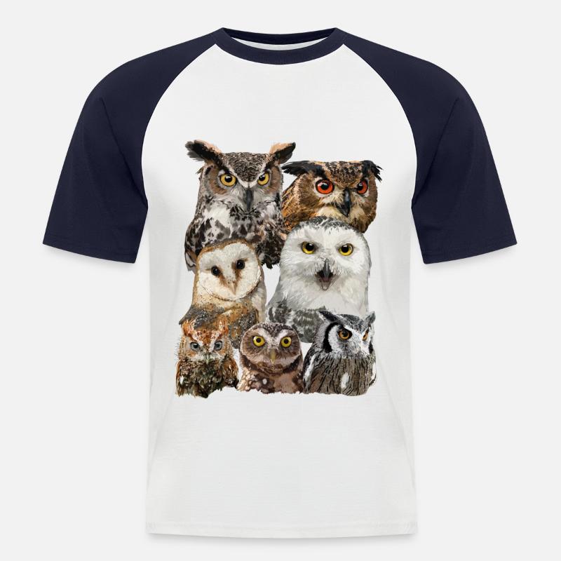 Nächtliche Raubvögel - Männer Baseball-T-Shirt - Weiß/Navy
