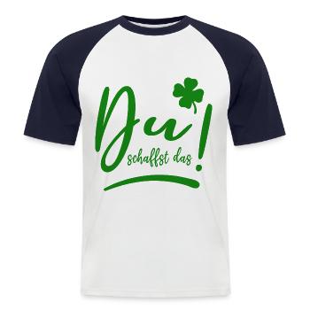 Du schaffst das! - Glücksbringer - Mut machen - Männer Baseball-T-Shirt - Weiß/Navy - Vorne - Nik (191cm)