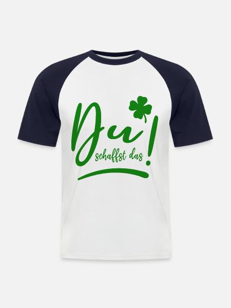Du schaffst das! - Glücksbringer - Mut machen - Männer Baseball-T-Shirt - Weiß/Navy