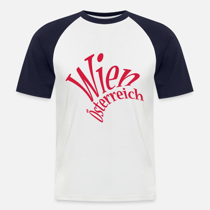 Wien - Männer Baseball-T-Shirt - Weiß/Navy