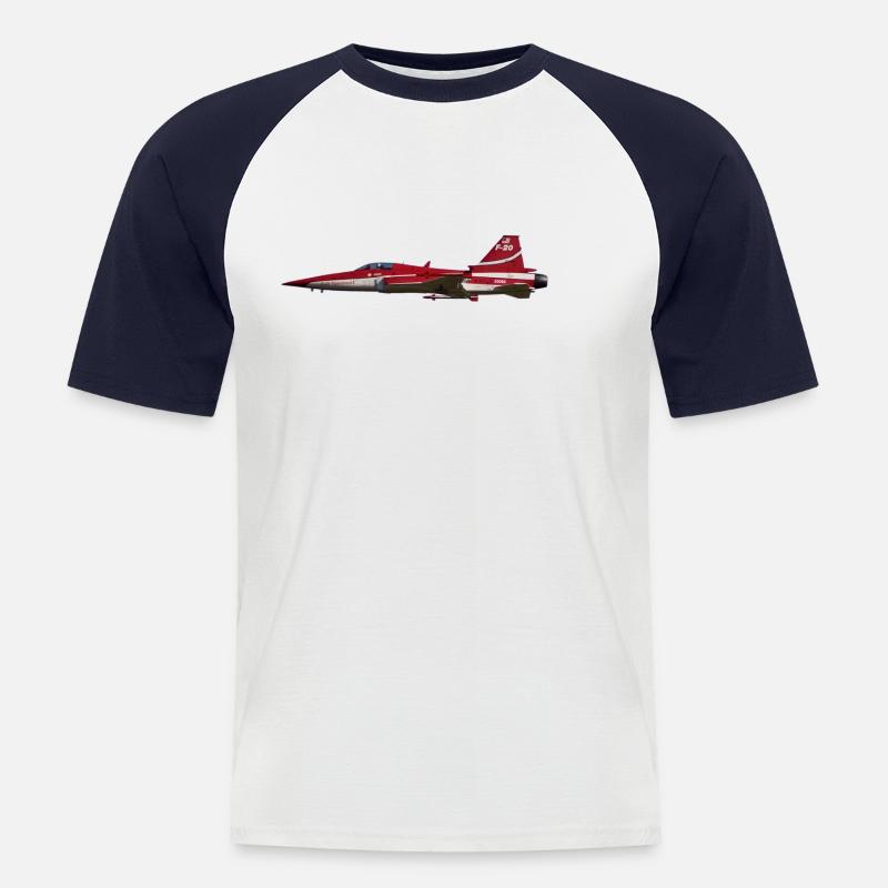 Kampfjet - Männer Baseball-T-Shirt - Weiß/Navy