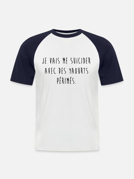 Yaourts périmés - T-shirt baseball manches courtes Homme - blanc/marine