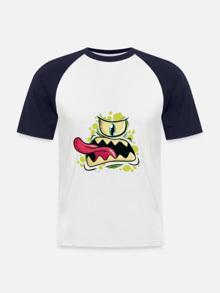 monster - Men's Baseball T-Shirt - white/navy