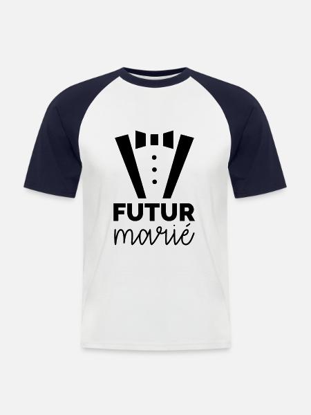 Futur marié costume - T-shirt baseball manches courtes Homme - blanc/marine