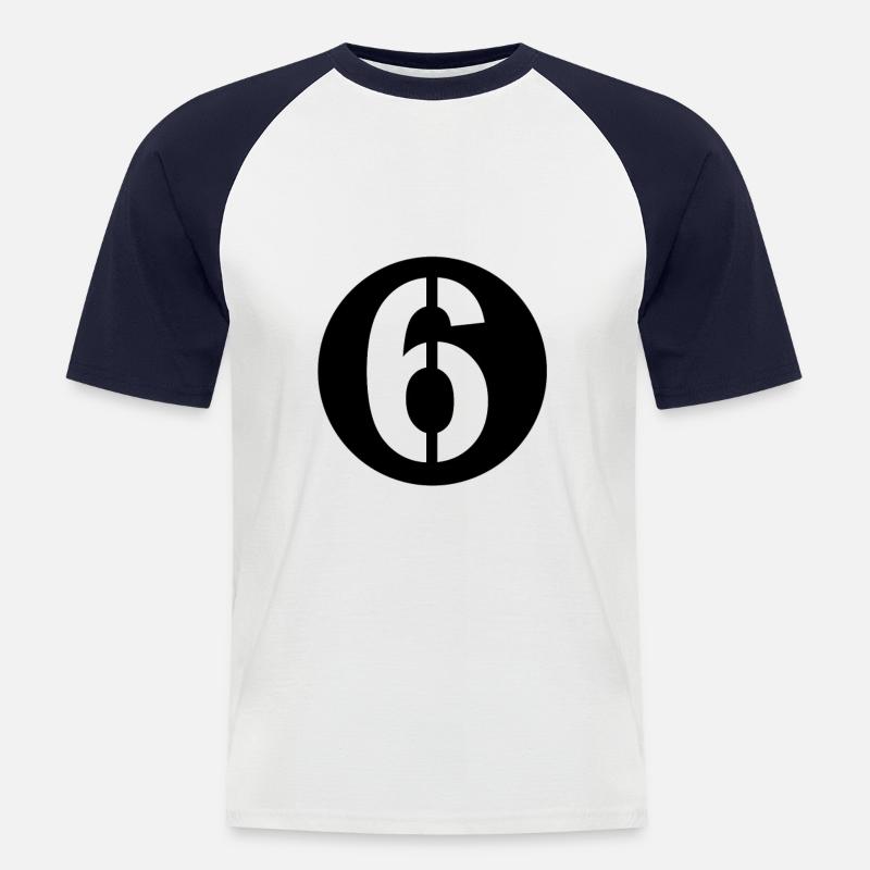 Blechroller Startnummer 6 - Männer Baseball-T-Shirt - Weiß/Navy