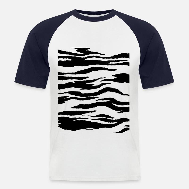 Tiger Muster Kostüm - Männer Baseball-T-Shirt - Weiß/Navy