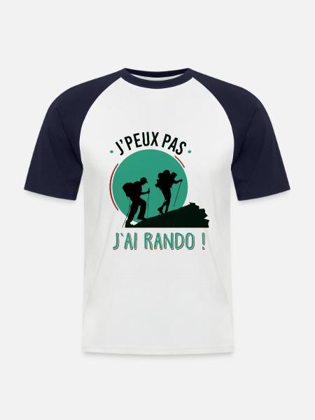 J'ai rando - T-shirt baseball manches courtes Homme - blanc/marine