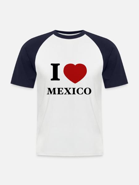 I Love Mexico Holiday Design - Men's Baseball T-Shirt - white/navy