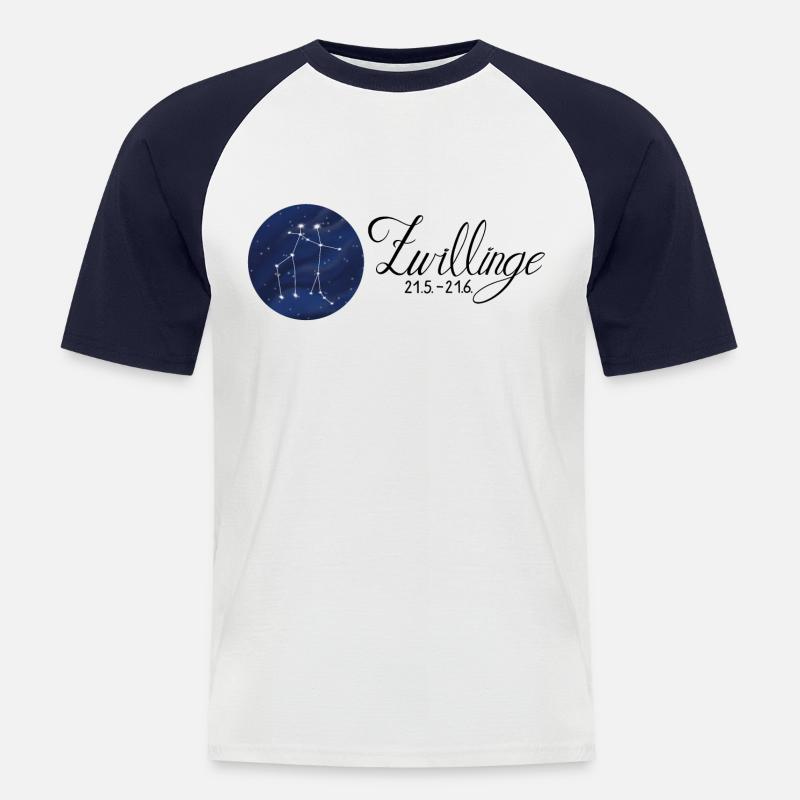 Sternzeichen Zwillinge Tierkreiszeichen Astrologie - Männer Baseball-T-Shirt - Weiß/Navy