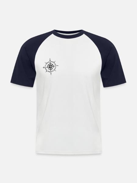 Compass, Retro - Men's Baseball T-Shirt - white/navy