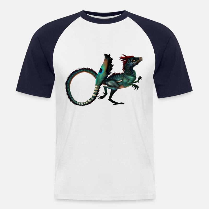 Dinosaurier - Männer Baseball-T-Shirt - Weiß/Navy