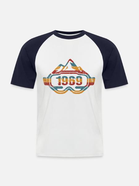 Ski goggles Skier birthday 1969 - Men's Baseball T-Shirt - white/navy