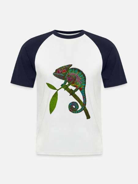 Chamaeleon - Männer Baseball-T-Shirt - Weiß/Navy