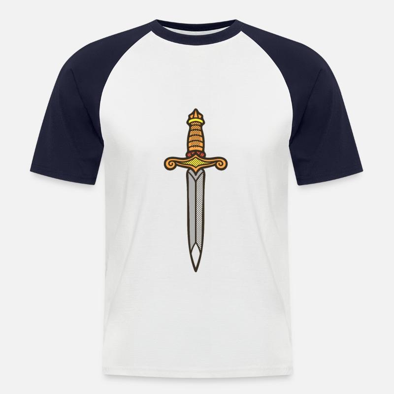 Schwert - Männer Baseball-T-Shirt - Weiß/Navy