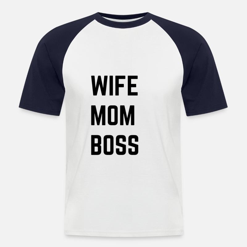 Frau Mutter Chef - Männer Baseball-T-Shirt - Weiß/Navy