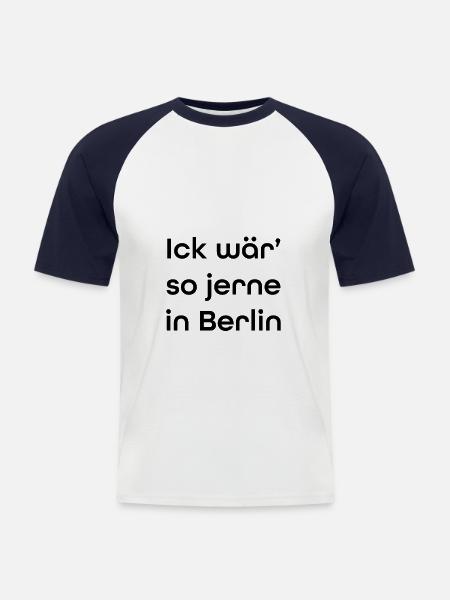 Berlin - Männer Baseball-T-Shirt - Weiß/Navy