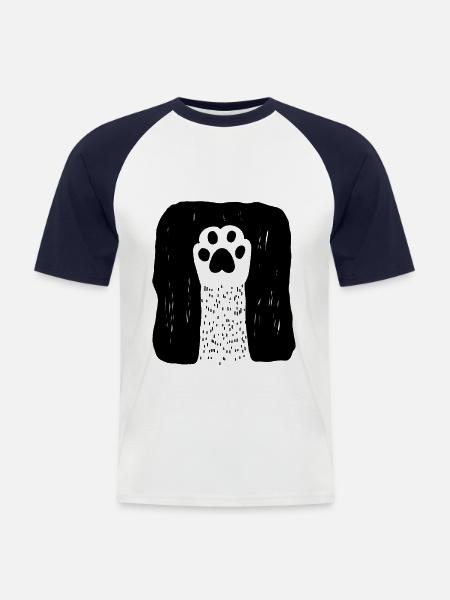 Douce patte de chat - T-shirt baseball manches courtes Homme - blanc/marine