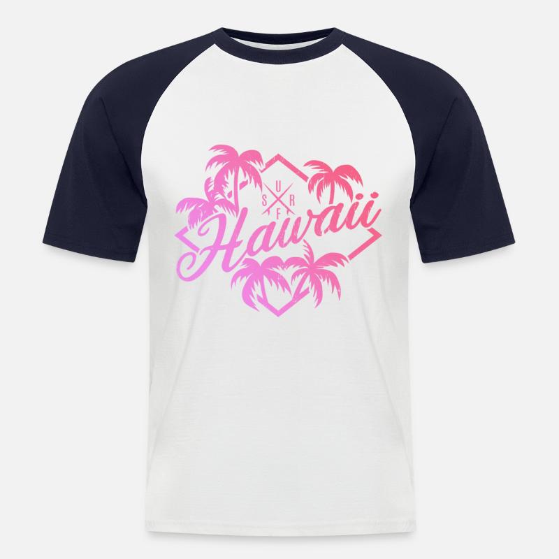 Hawaii Surf Pink - Männer Baseball-T-Shirt - Weiß/Navy