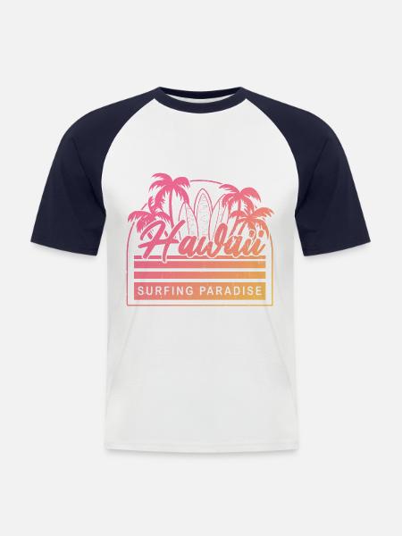 Hawaii Surfing Paradise - Men's Baseball T-Shirt - white/navy