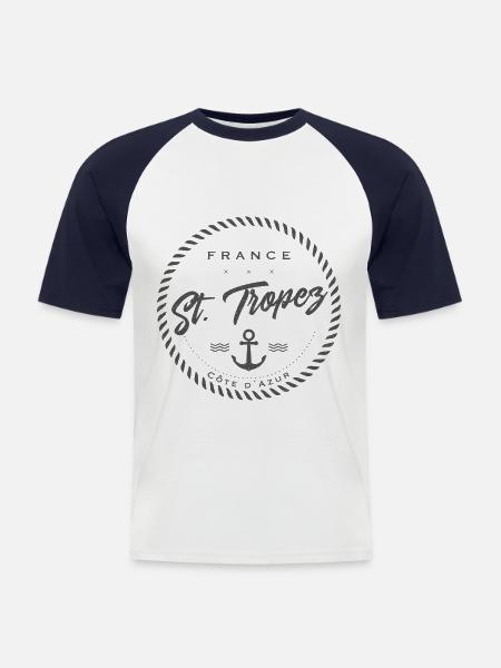 St. Tropez France Grey Edition - Men's Baseball T-Shirt - white/navy
