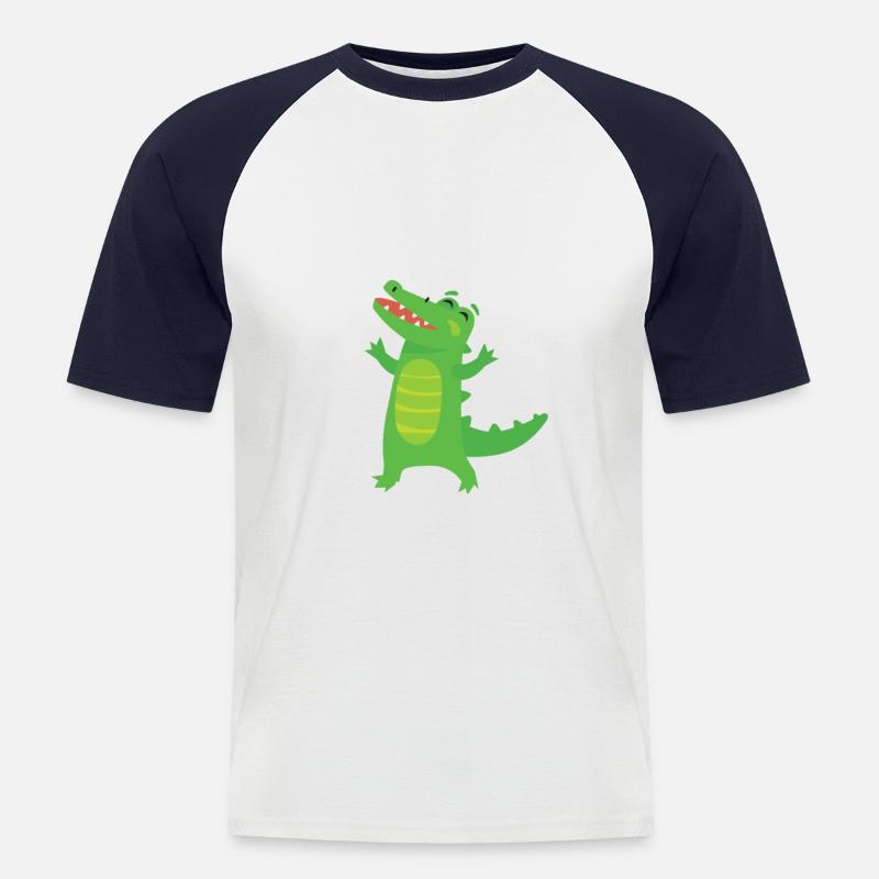 crocodiles can't fly - Männer Baseball-T-Shirt - Weiß/Navy