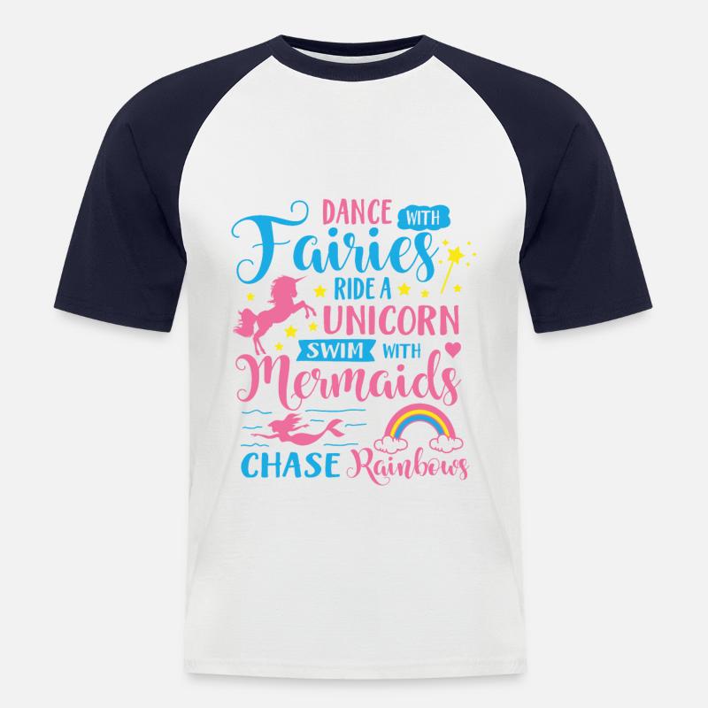 Feen Einhörner Meerjungfrauen - Männer Baseball-T-Shirt - Weiß/Navy
