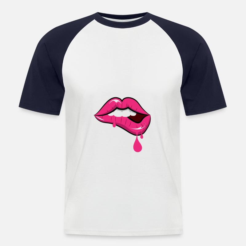 Regenbogen, Botox, Glossy, Lipgloss, Schleimig - Männer Baseball-T-Shirt - Weiß/Navy