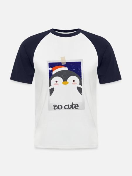 Pingouin si mignon 9/13 - T-shirt baseball manches courtes Homme - blanc/marine