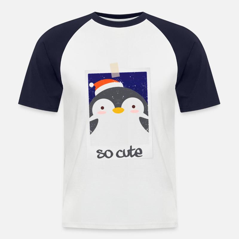 Pinguin so cute 9/13 - Männer Baseball-T-Shirt - Weiß/Navy