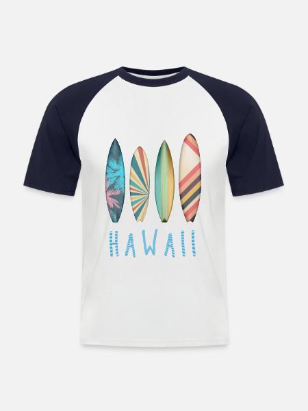 Hawaii Surfing Paradise Surfboards - Men's Baseball T-Shirt - white/navy