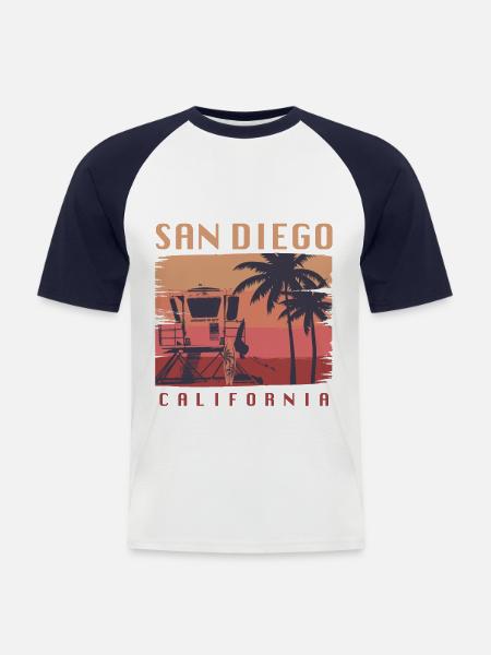 San Diego California Surfing - Men's Baseball T-Shirt - white/navy