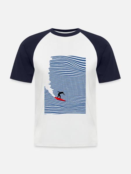 Surfeuse surf on - T-shirt baseball manches courtes Homme - blanc/marine
