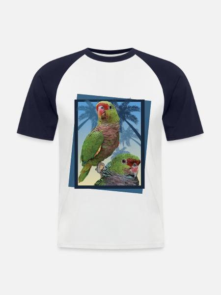 Vinaceous parrot - Men's Baseball T-Shirt - white/navy