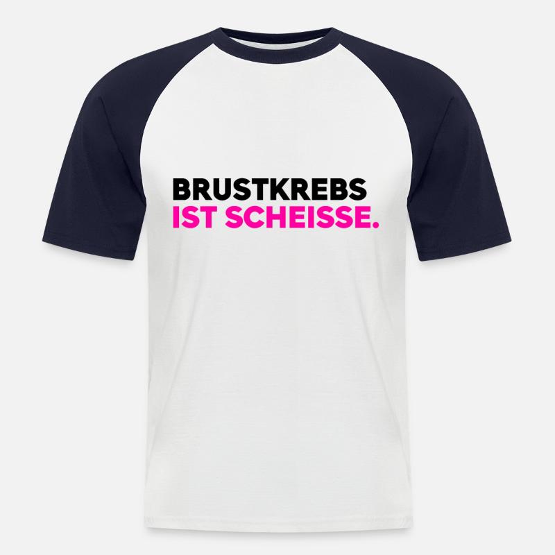Brustkrebs ist scheisse - Männer Baseball-T-Shirt - Weiß/Navy