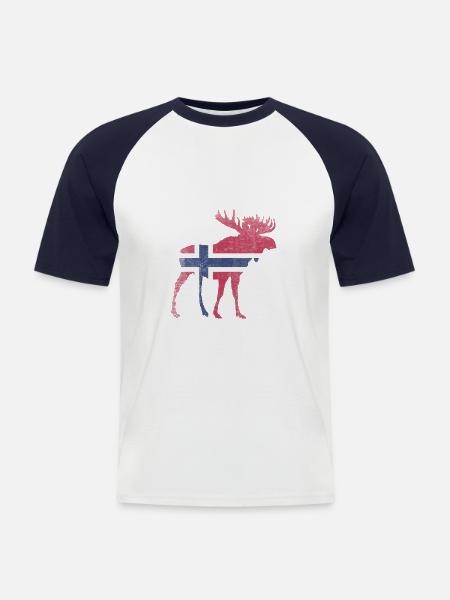 Norway Norway Moose - Men's Baseball T-Shirt - white/navy