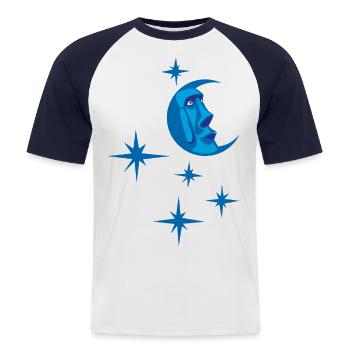 Blue Tiki Moon Moai Good night ! Moon Nightgown - Men's Baseball T-Shirt - white/navy - Front - Nik (191cm)
