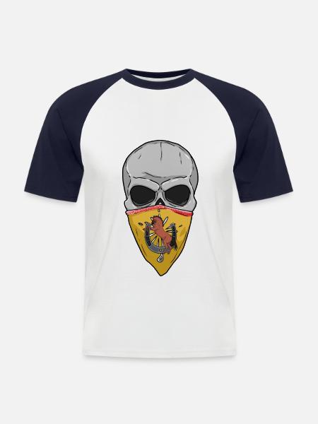 Cowboy Skull Western Wild West - Men's Baseball T-Shirt - white/navy