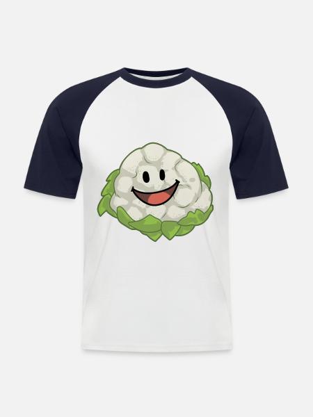 Cauliflower Cabbage Vegetables Vegan Healthy - Men's Baseball T-Shirt - white/navy