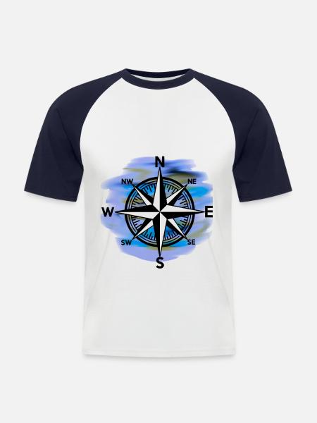 Wind rose compass maritime seafaring - Men's Baseball T-Shirt - white/navy