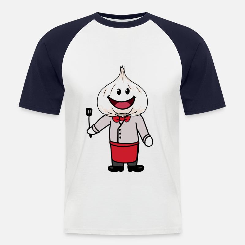 Chefkoch Küchenchef Fantasy Koch Knoblauch - Männer Baseball-T-Shirt - Weiß/Navy
