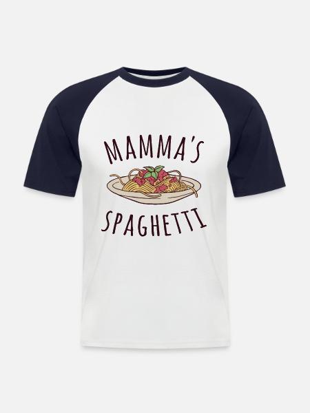 Mamma's Spaghetti - Männer Baseball-T-Shirt - Weiß/Navy