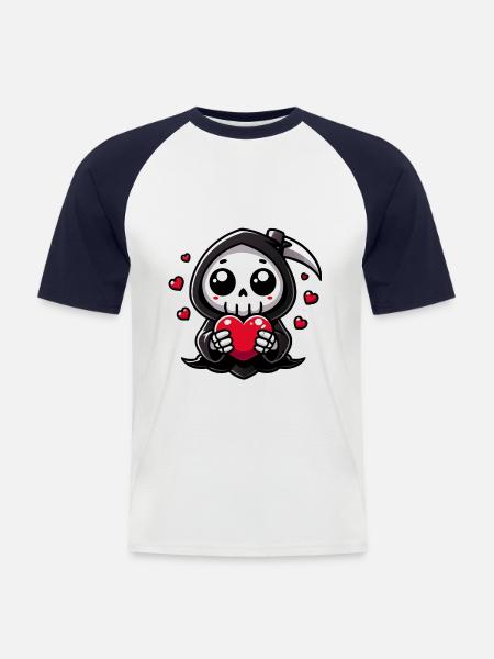 Cute Grim Reaper Love - Men's Baseball T-Shirt - white/navy