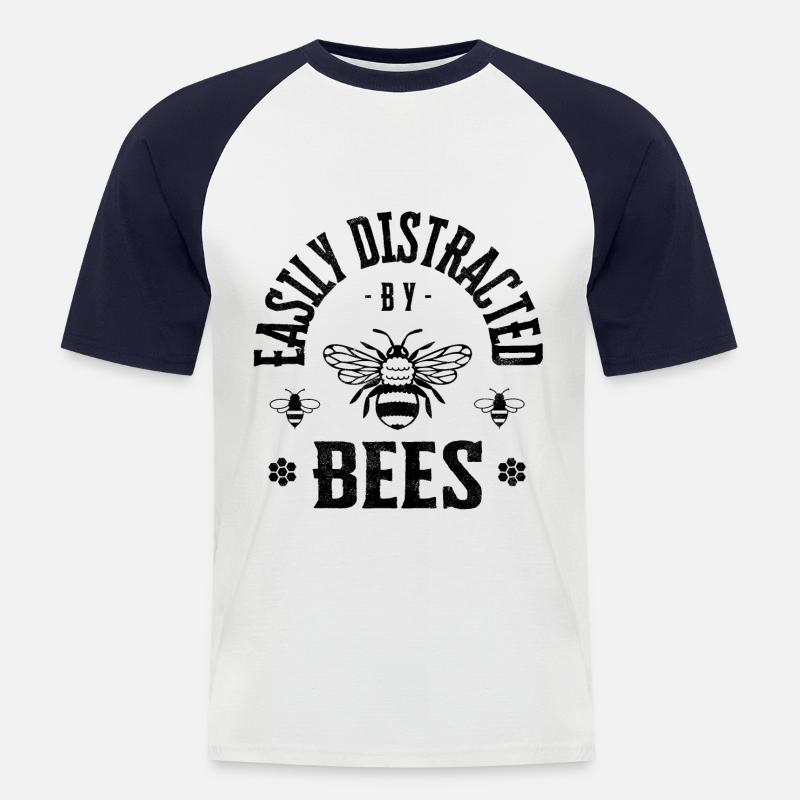 Easily distracted by bees - Men's Baseball T-Shirt - white/navy