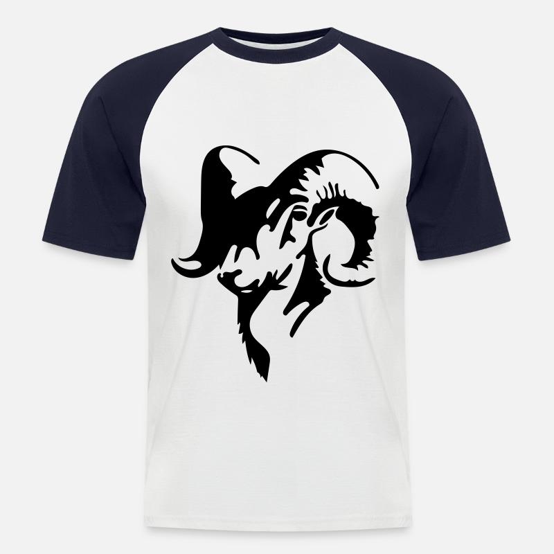 Gjeitebukk - Männer Baseball-T-Shirt - Weiß/Navy