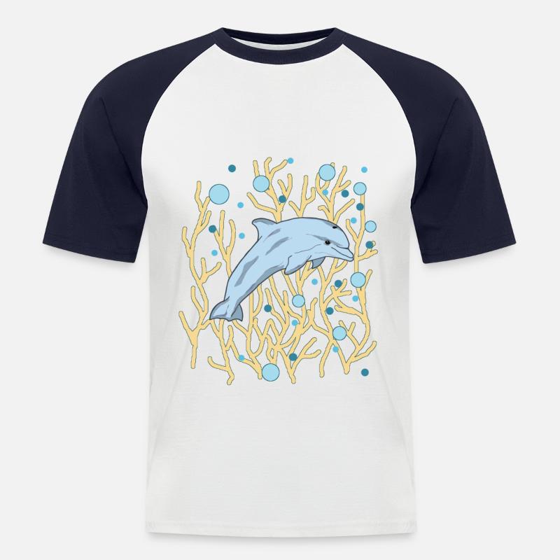 Delfin - Männer Baseball-T-Shirt - Weiß/Navy