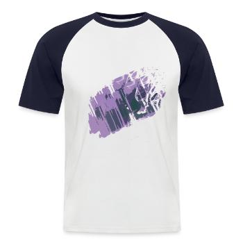 Colorsplash / Graffiti Farbklecks - Männer Baseball-T-Shirt - Weiß/Navy - Vorne - Nik (191cm)